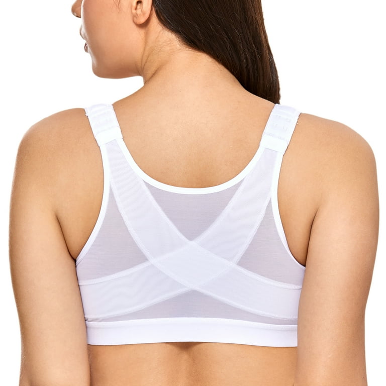 DELIMIRA Women's Full Coverage Front Closure Back Support Posture Bras Plus  Size