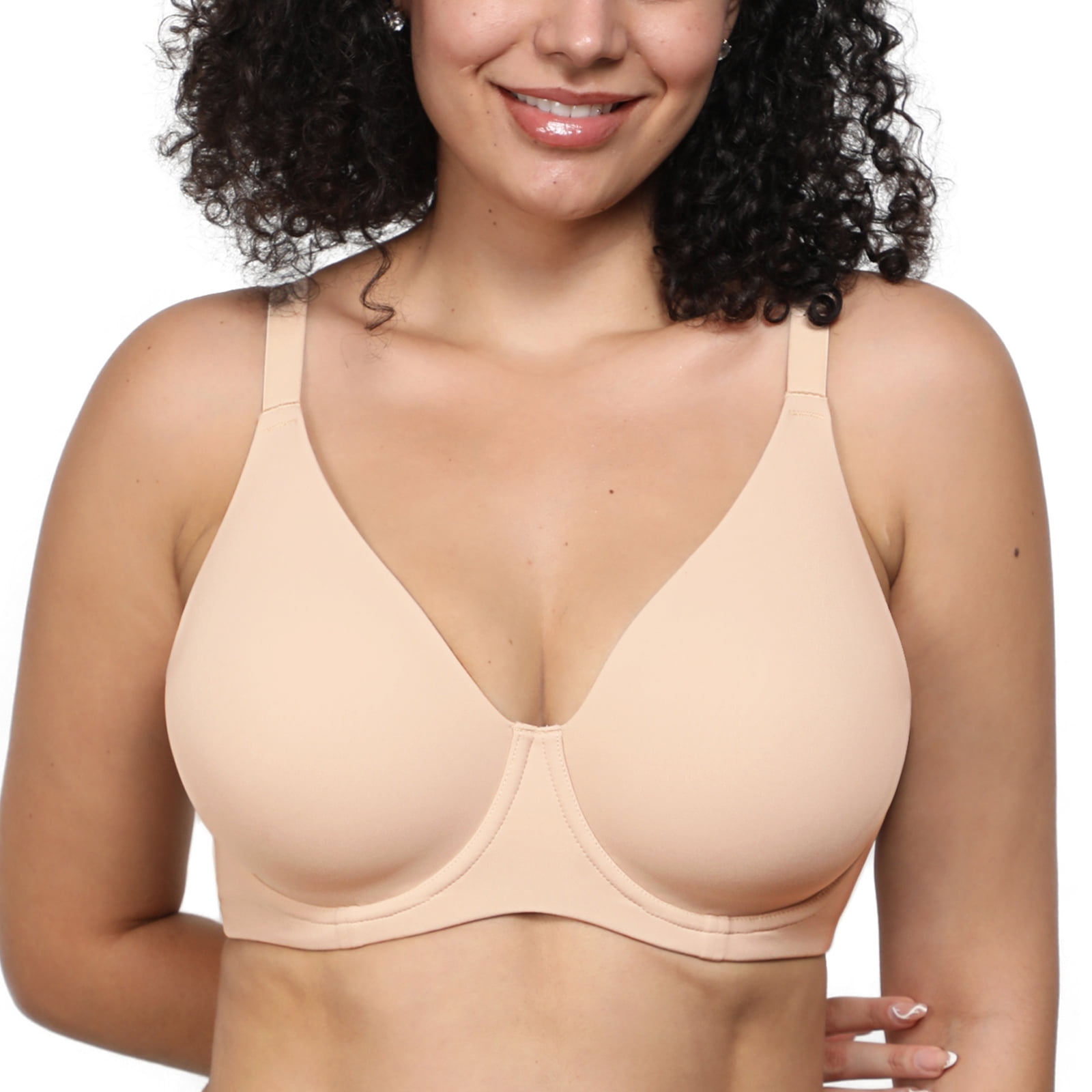 DELIMIRA Women's Inbarely Lift Full Coverage Bras Plus Size Unlined T shirt Underwire Seamless Bra