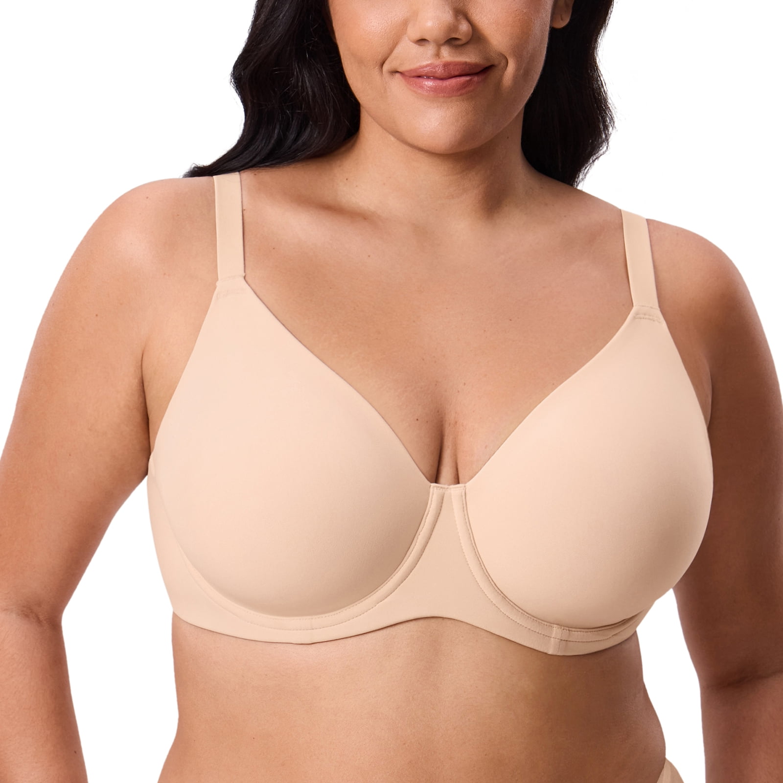 DELIMIRA Women's Inbarely Lift Full Coverage Bras Plus Size Unlined T shirt Underwire Seamless Bra