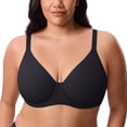 thumbnail image 1 of DELIMIRA Women's Inbarely Lift Full Coverage Bras Plus Size Unlined T shirt Underwire Seamless Bra, 1 of 4