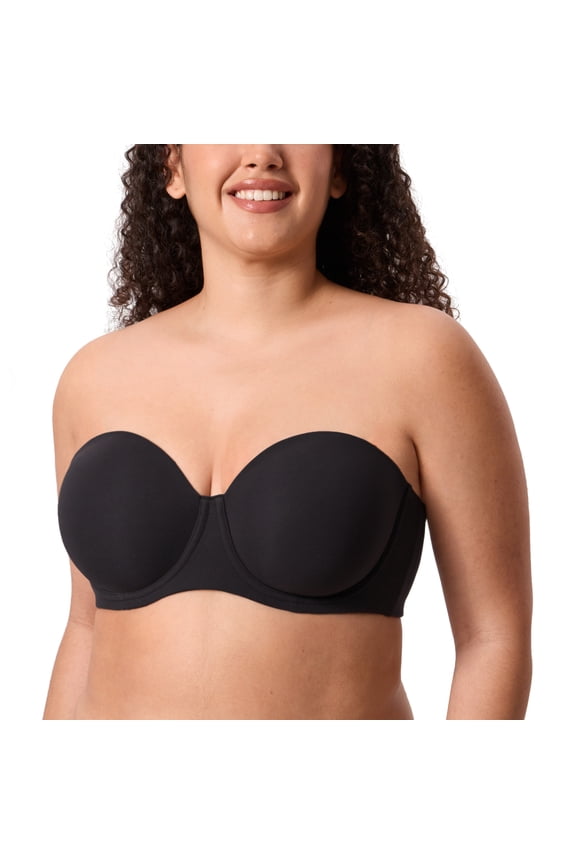 Women's Inbarely Lift Strapless Bra Plus Size Full Coverage Unlined Underwire Seamless Bras