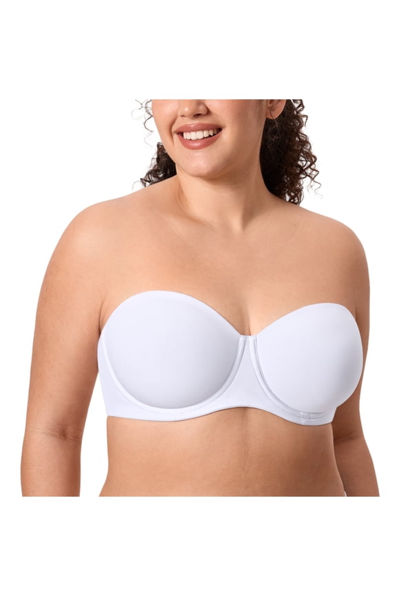 Women's Inbarely Lift Strapless Bra Plus Size Full Coverage Unlined Underwire Seamless Bras