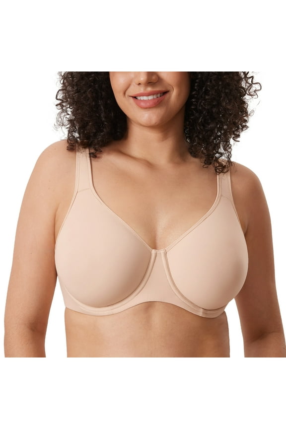 Women's Inbarely Plus Full Coverage Bra Plus Size Underwire Unlined Seamless Bras