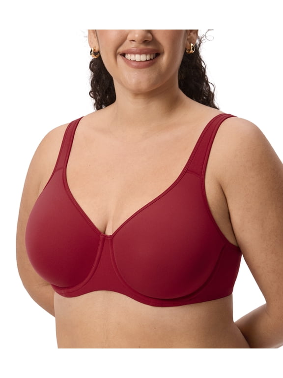Women's Inbarely Plus Full Coverage Bra Plus Size Underwire Unlined Seamless Bras
