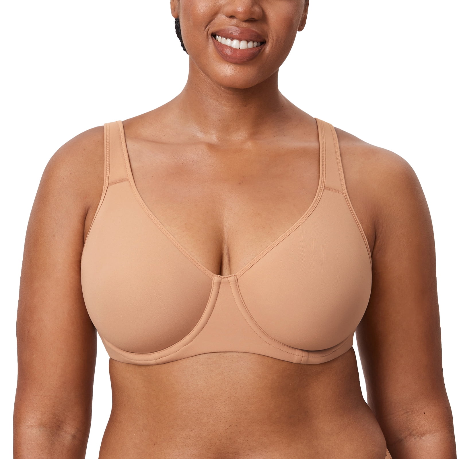 DELIMIRA Women's Inbarely Plus Full Coverage Bra Plus Size Underwire Unlined Seamless Bras