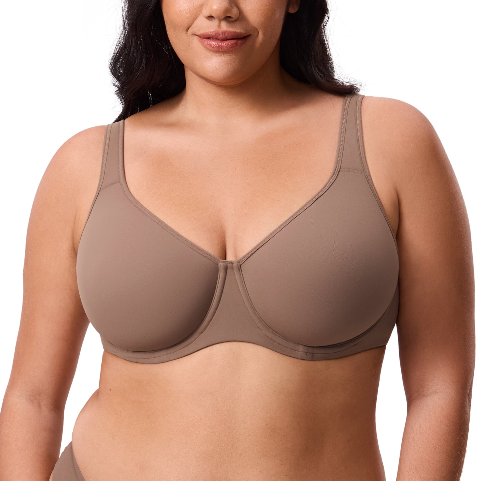 DELIMIRA Women's Inbarely Plus Full Coverage Bra Plus Size Underwire Unlined Seamless Bras