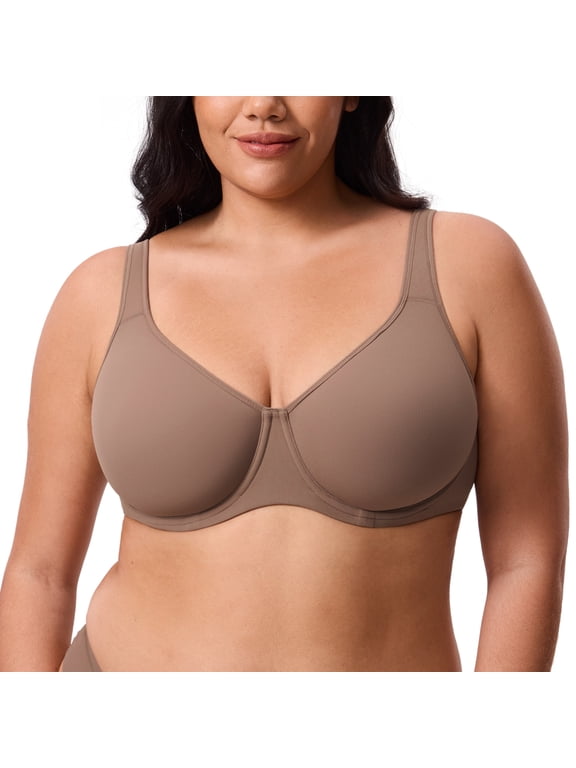 Women's Inbarely Plus Full Coverage Bra Plus Size Underwire Unlined Seamless Bras