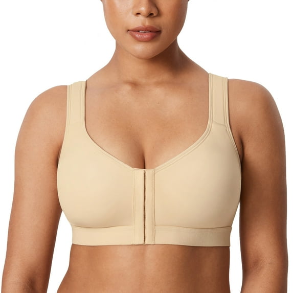 DELIMIRA Women's Inbarely Plus Posture Bras Front Closure Lightly Padded Wireless Full Coverage Bra