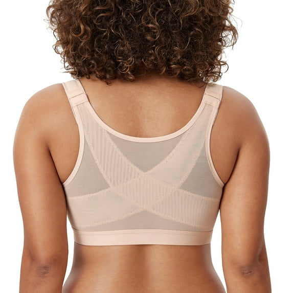 DELIMIRA Women's Natrelax Front Closure Bras Posture Lightly Padded Plus Size Wireless Full Coverage Bra