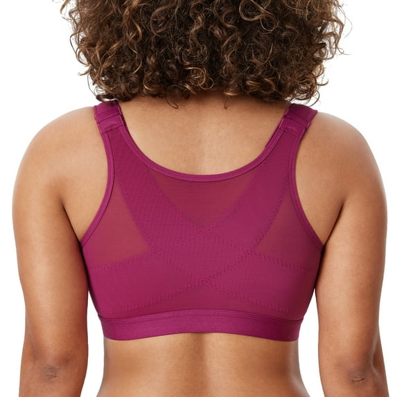 DELIMIRA Women's Natrelax Front Closure Bras Posture Lightly Padded Plus Size Wireless Full Coverage Bra