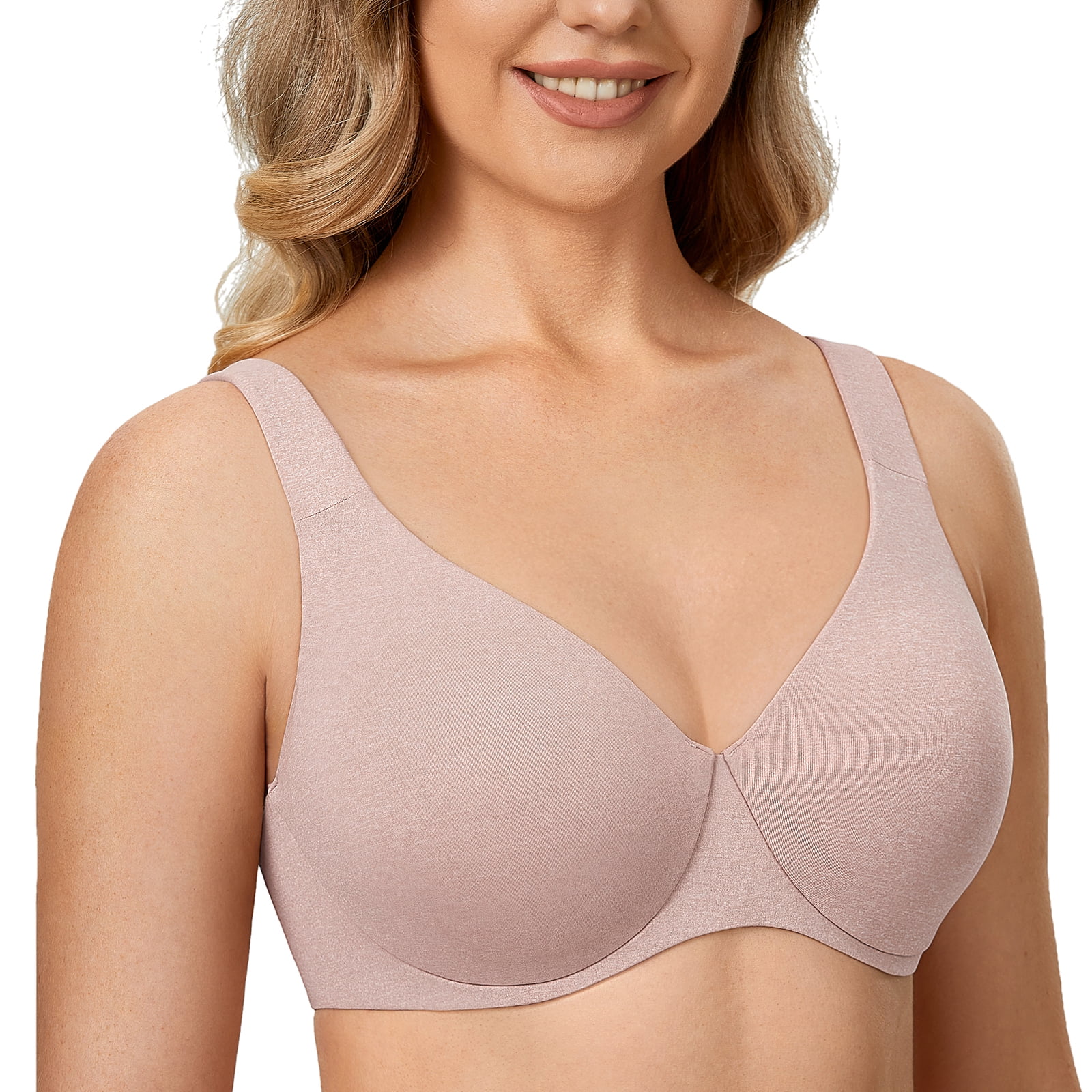 DELIMIRA Minimizer Bras for Women Full Coverage Plus Size Underwire Unlined Seamless Bra