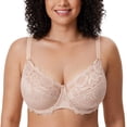 thumbnail image 1 of DELIMIRA Women's Plus Size Full Coverage Lace Underwire Unlined Bra Up to J, 1 of 4