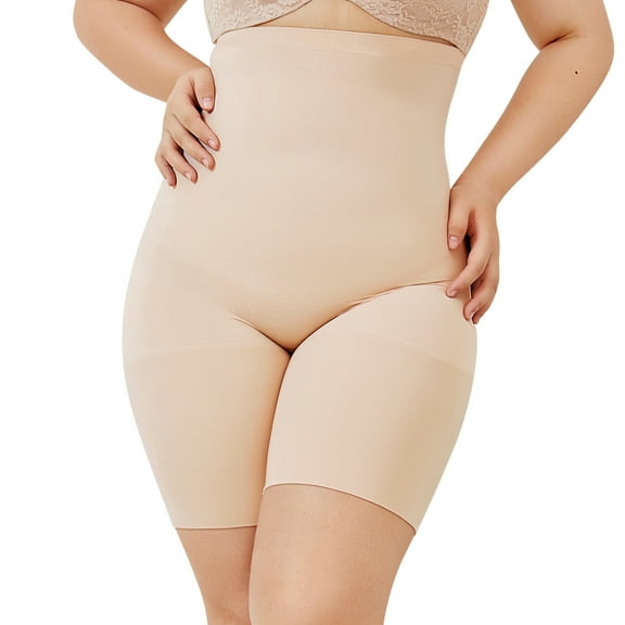 DELIMIRA Women's Plus Size Shapewear Shorts High Waist Tummy Control Thigh Slimmer Butt Lifter Panties