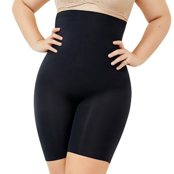 DELIMIRA Women's Plus Size Shapewear Shorts High Waist Tummy Control Thigh Slimmer Butt Lifter Panties