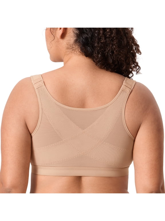 Women's Posture Bra Front Closure Lightly Padded Plus Size Wireless Full Coverage Bras