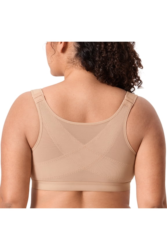 Women's Posture Bra Front Closure Lightly Padded Plus Size Wireless Full Coverage Bras