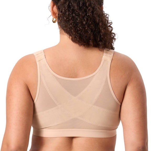 DELIMIRA Women's Posture Bra Front Closure Lightly Padded Plus Size Wireless Full Coverage Bras