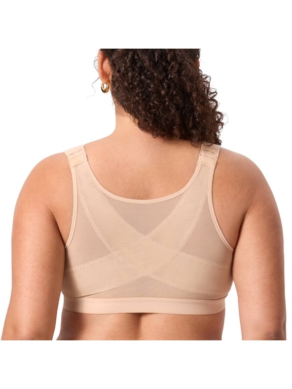 Women's Posture Bra Front Closure Lightly Padded Plus Size Wireless Full Coverage Bras