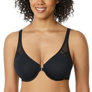 DELIMIRA Womens Front Closure Racerback Bras Plus Size Full Coverage Underwire Unlined Bra