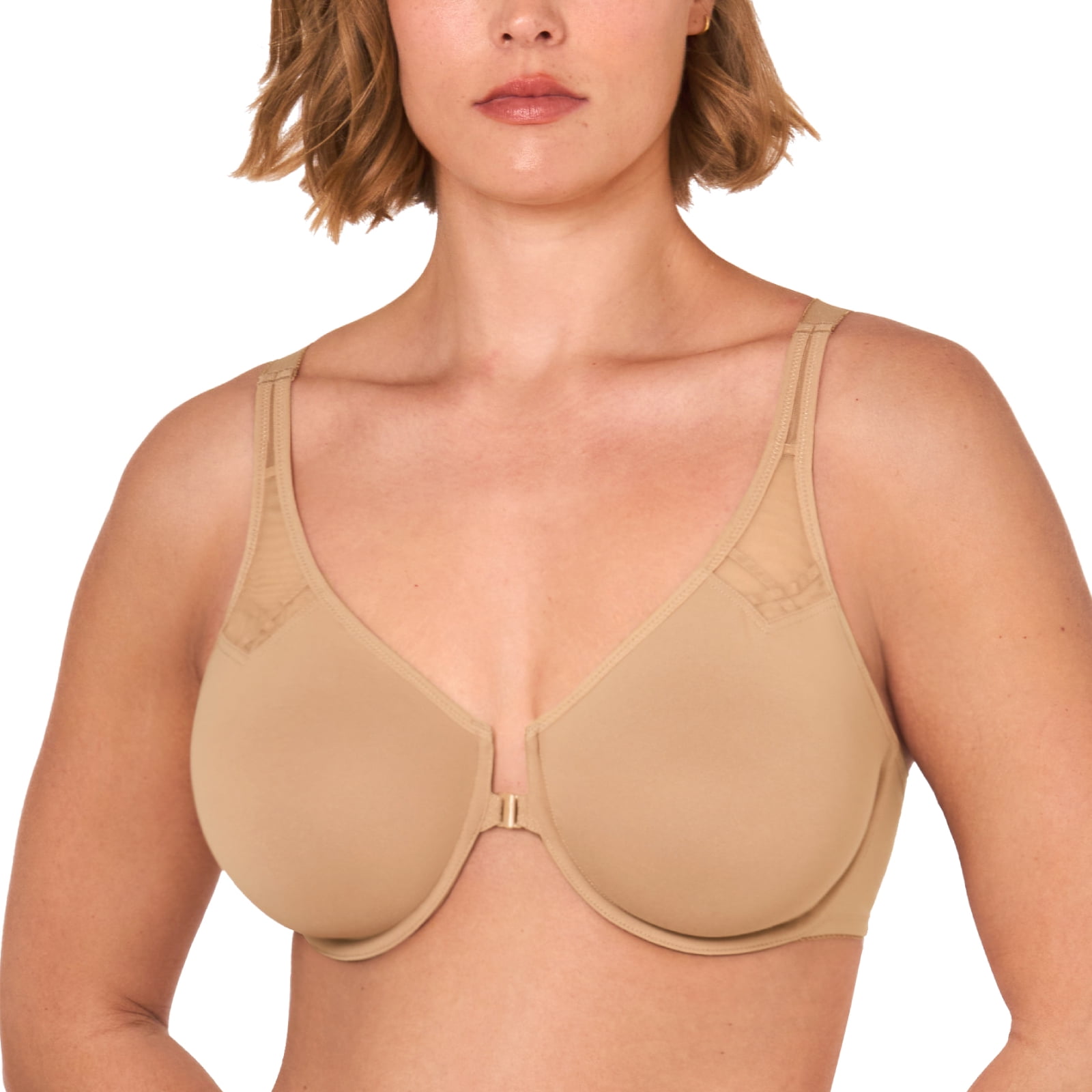 DELIMIRA Women's Front Closure Racerback Bras Plus Size Full Coverage Underwire Unlined Bra