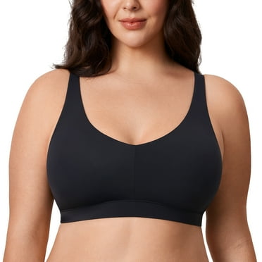 DELIMIRA Women's Seamless Bra Full Coverage Bralette Plus Size Wireless Unlined Bras