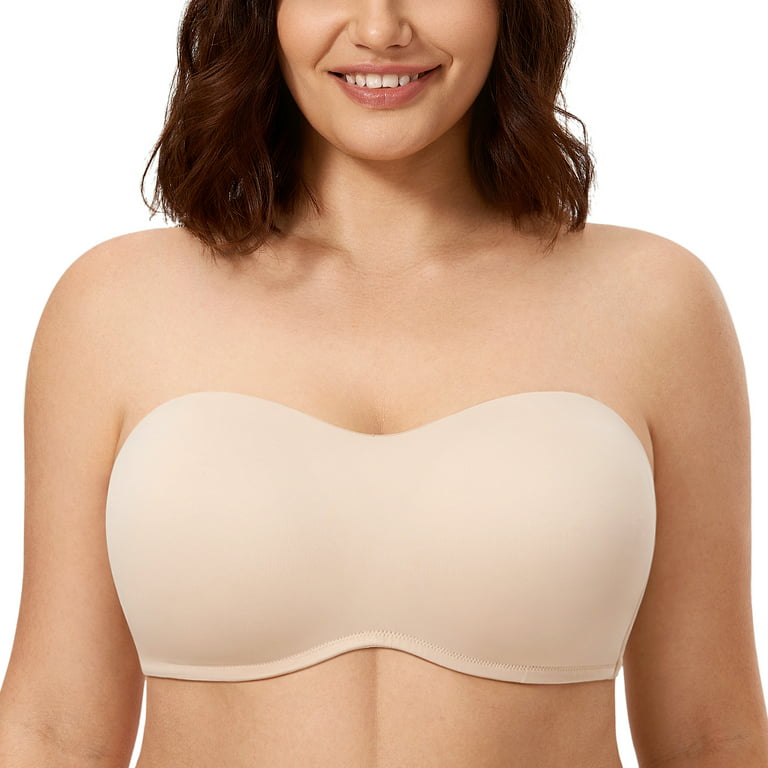 Exclare Women's Seamless Bandeau Unlined Underwire Minimizer