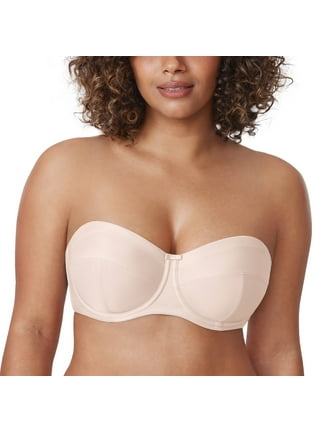 HACI Women's Unlined Strapless Bra for Plus Size Minimizer Seamless  Underwire Large Bust Bandeau(Beige,32C) at  Women's Clothing store