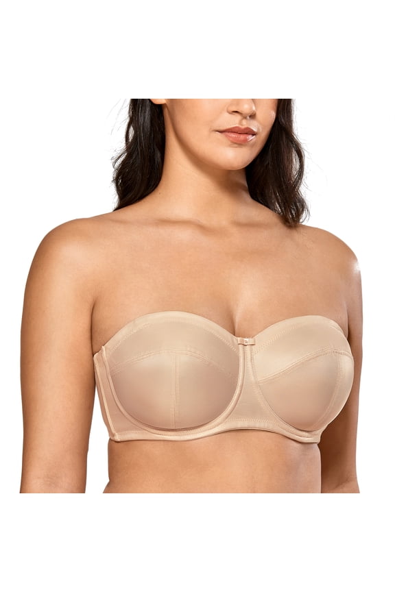 Women's Strapless Bra Plus Size Underwire Convertible Non Padded