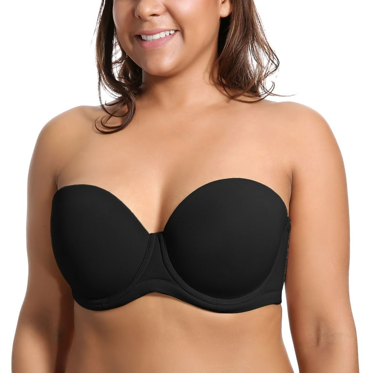 DELIMIRA Women's Underwire Strapless Bra Full Coverage Multiway Bras Plus  Size 