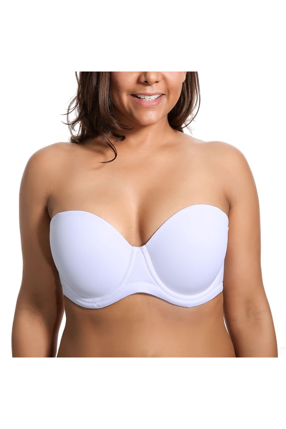 Women's Padded Plus Size Strapless Bras Full Coverage Underwire Multiway Bra