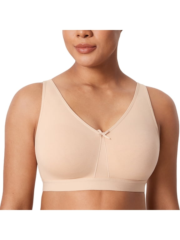 Women's Wireless Plus Size Bra Cotton Support Comfort Unlined