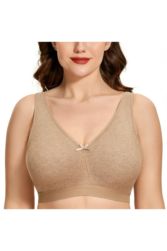 Women's Wireless Plus Size Bra Cotton Support Comfort Unlined Sleep Bralette