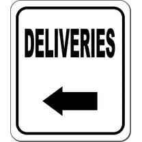 DELIVERIES DIRECTIONAL LEFT ARROW BLACK Aluminum Composite Sign, 20"x24"