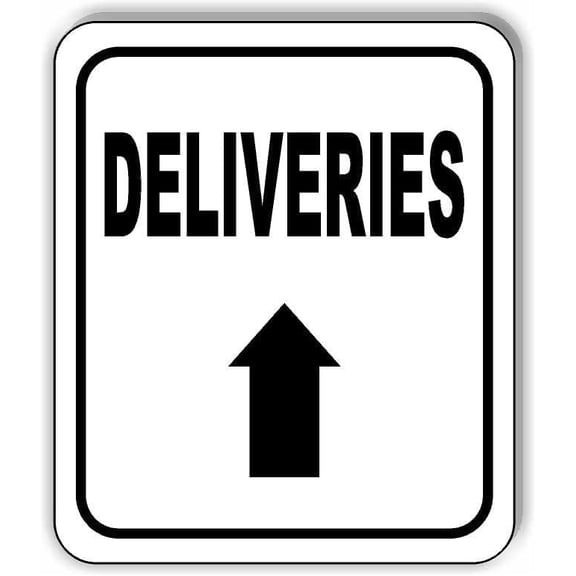 DELIVERIES DIRECTIONAL UPWARD ARROW BLACK Aluminum Composite Sign, 8.5"x10"