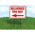thumbnail image 1 of DELIVERIES THIS WAY DIRECTIONAL LEFT ARROW GREEN Aluminum Composite Outdoor Sign 15" x18", 1 of 6