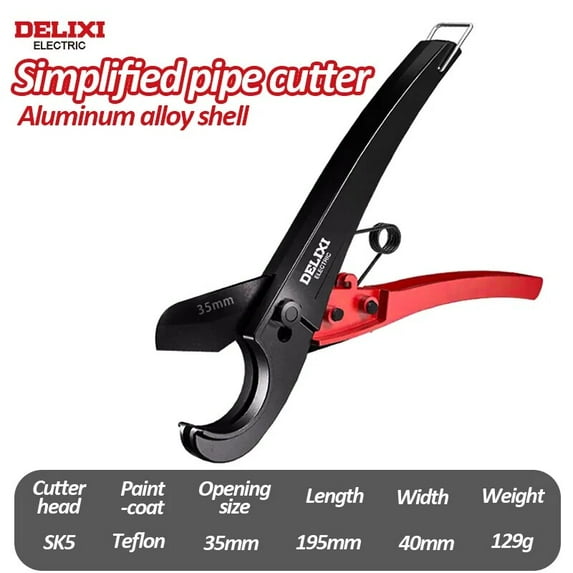 DELIXI ELECTRIC Pipe Cutter,Pipe Scissors SK5 Material Ratchet Cutter PVC/PU/PP/PE Hose Cutting Hand Tool,for Plumber,Homeowners