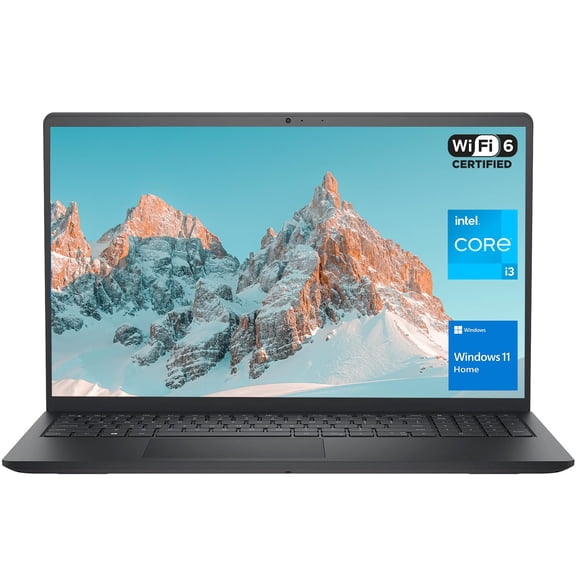DELL Inspiron 3000 Series 3520 Laptop, 15.6" FHD Display, Intel Core i3-1215U, 12GB RAM, 512GB PCIe SSD, SD Card Reader, Webcam, HDMI, Wi-Fi 6, Windows 11 Home, Black