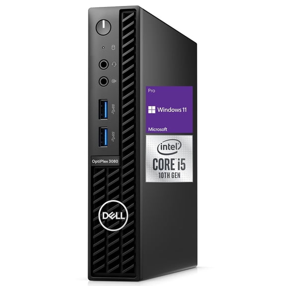 DELL OptiPlex 3000 Series 3080 Micro Form Factor Desktop, Intel Core i5-10500T, 16GB RAM, 256GB PCIe SSD, Wi-Fi 5, Bluetooth, Wired KB & Mouse, HDMI, DP, RJ45, Antenna, Windows 11 Pro, Black