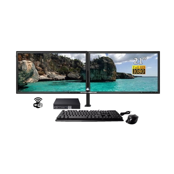 DELL OptiPlex Micro Desktop Bundle Intel Core i5-8500T up to 3.5GHz, 16GB 512GB SSD WiFi Windows 11 Pro Dual Monitor 21" LCD with Keyboard and Mouse