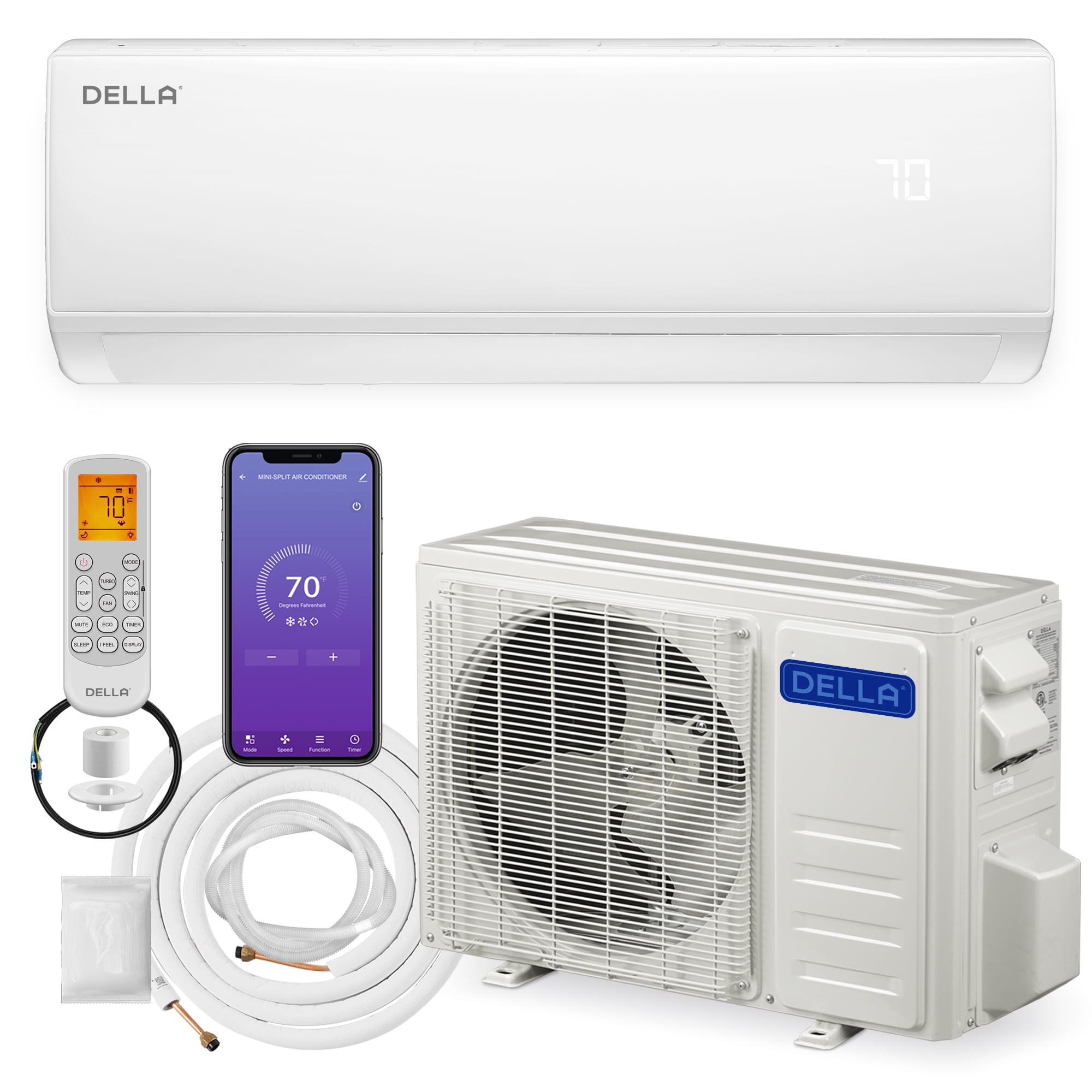 DELLA 11000 BTU Mini Split Air Conditioner 17 SEER2 Cools up to 550 Sq ...