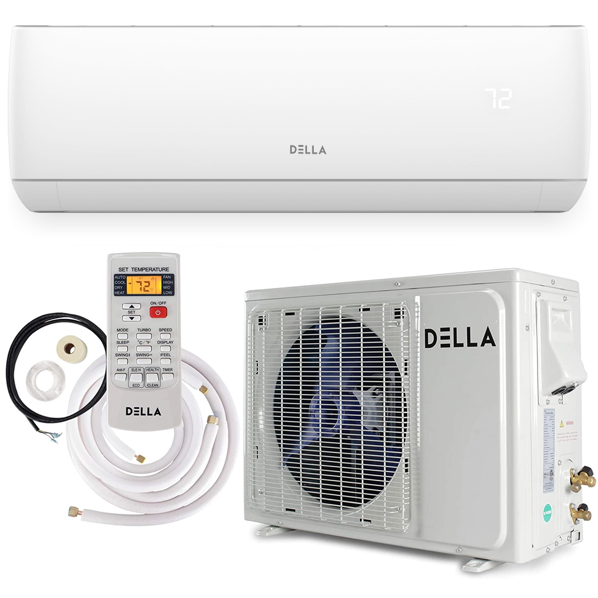 DELLA 12000 BTU Mini Split Air Conditioner Ductless Inverter System 17 SEER  115V with 1 Ton Heat Pump Full Installation - Walmart.com