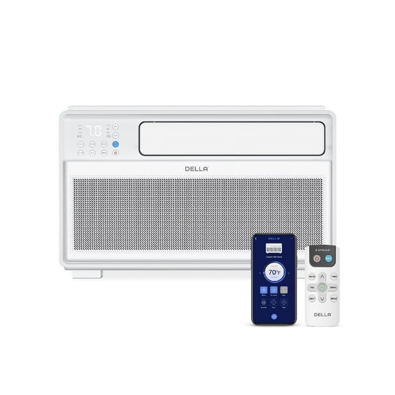 DELLA 12000 BTU Smart Inverter Window Air Conditioner Cools up to 450-520 Sq.Ft.,GEO Auto Temp On/Off For Where You Are, Energy Star Certified, Remote/App Control, Quiet Operation, Easy Install Kit