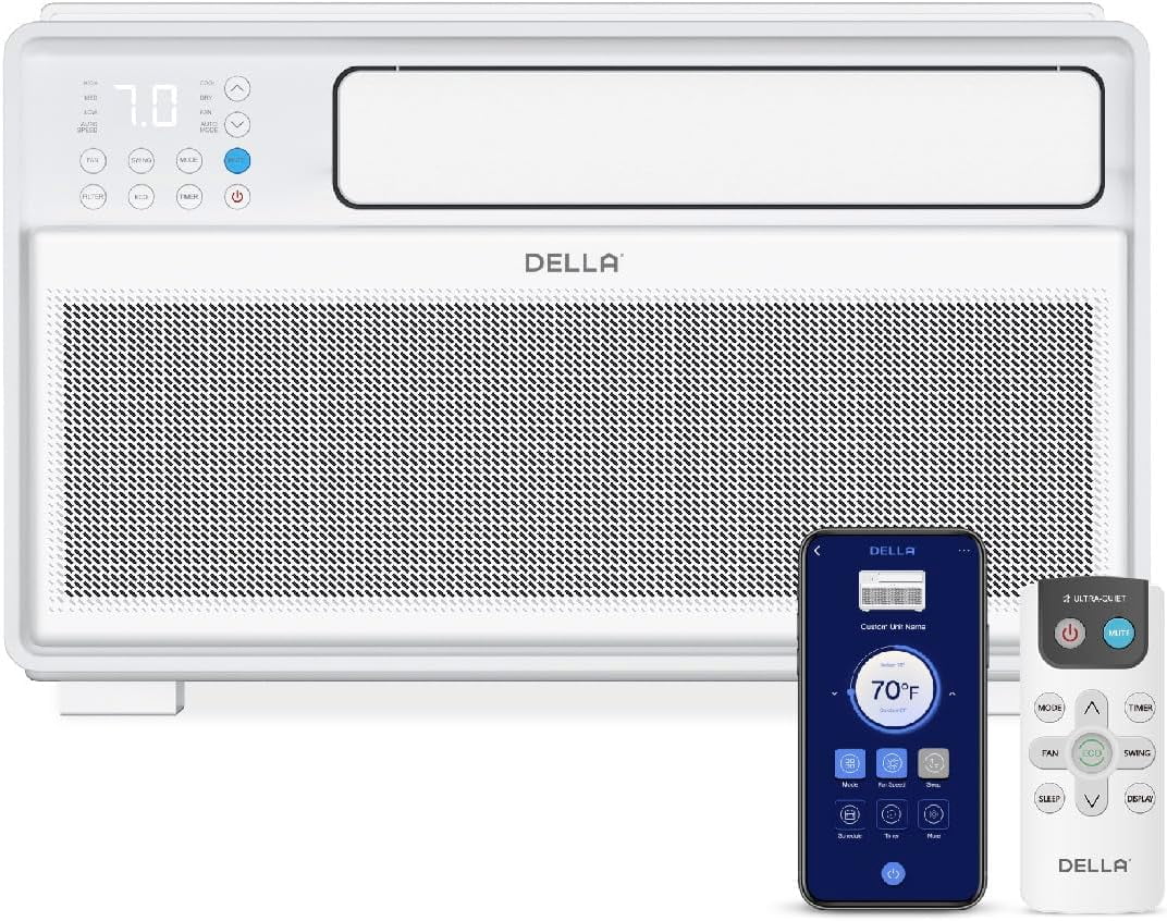 DELLA 12000 BTU Smart Inverter Window Air Conditioner Ultra Quiet AC