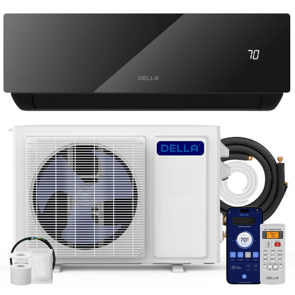 DELLA 12000 BTU Wifi Enabled 17.5 SEER Cools Up to 550 Sq.Ft 208-230V Energy Efficient Mini Split Air Conditioner & Heater Ductless Inverter System, with 1 Ton Heat Pump (JPB Series)
