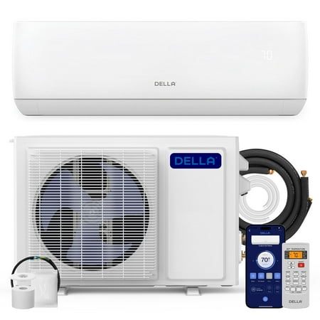 DELLA 12000 BTU Wifi Enabled 20 SEER Cools Up to 550 Sq.Ft 110-120V Energy Efficient Mini Split Air Conditioner & Heater Ductless Inverter System, with 1 Ton Heat Pump (JA Series)