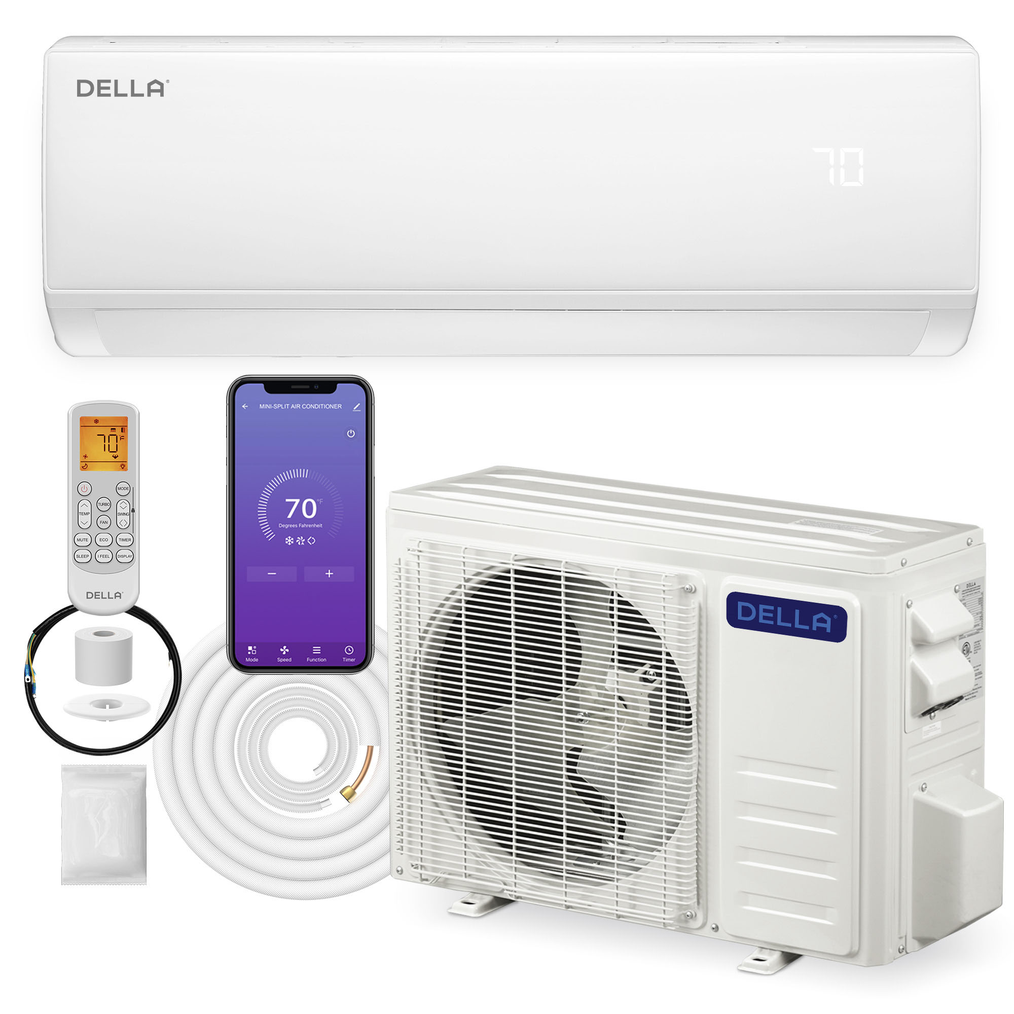 DELLA 16500 BTU Mini Split Air Conditioner 17 SEER2 Cools up to 1000 Sq
