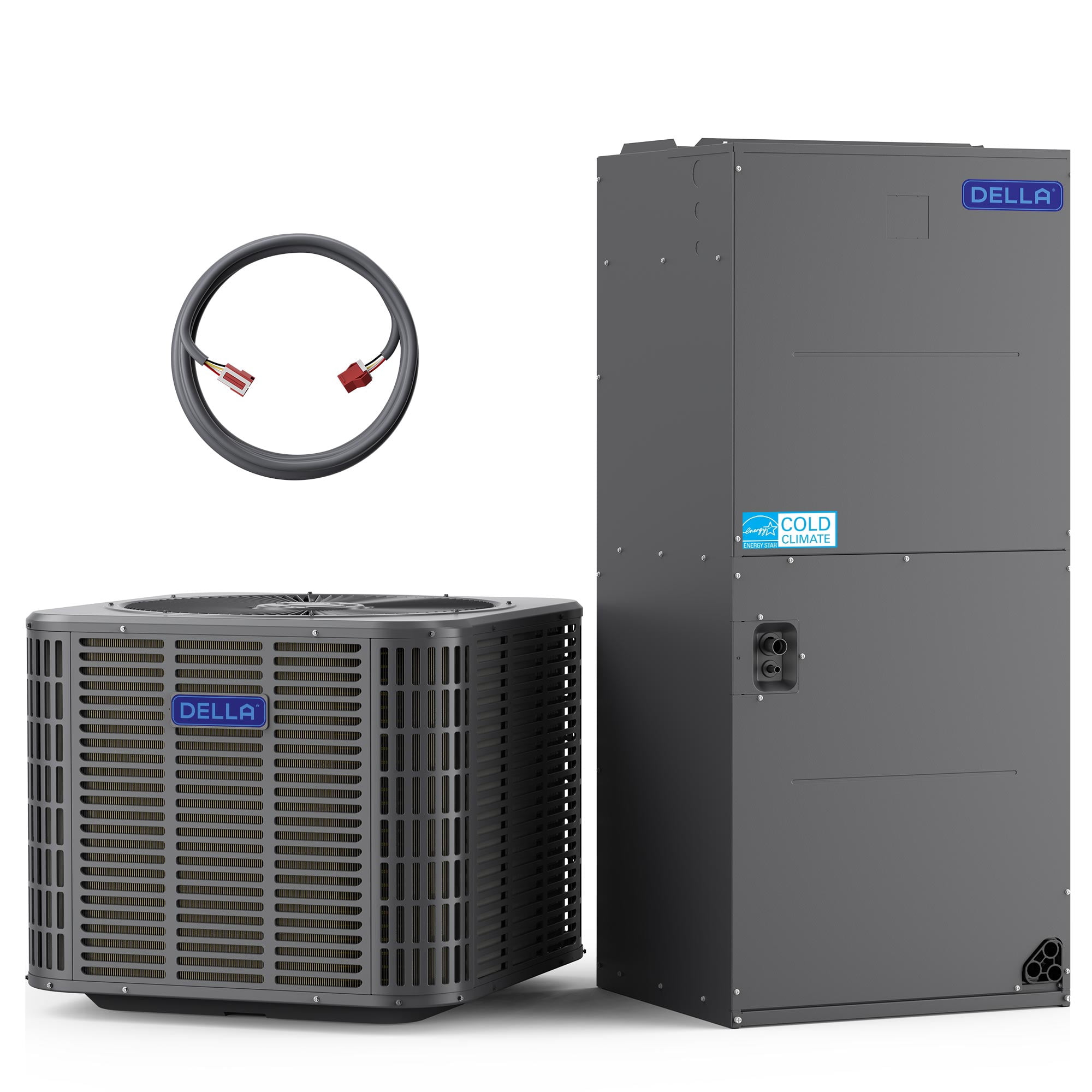 DELLA 2 Ton 24,000 BTU Ducted Central Air Conditioner with Multi-Position Air Handler, Heat Pump Inverter Split System AC, 18 SEER2 208-230V, Two-Stage Compressor, Pre-Charged