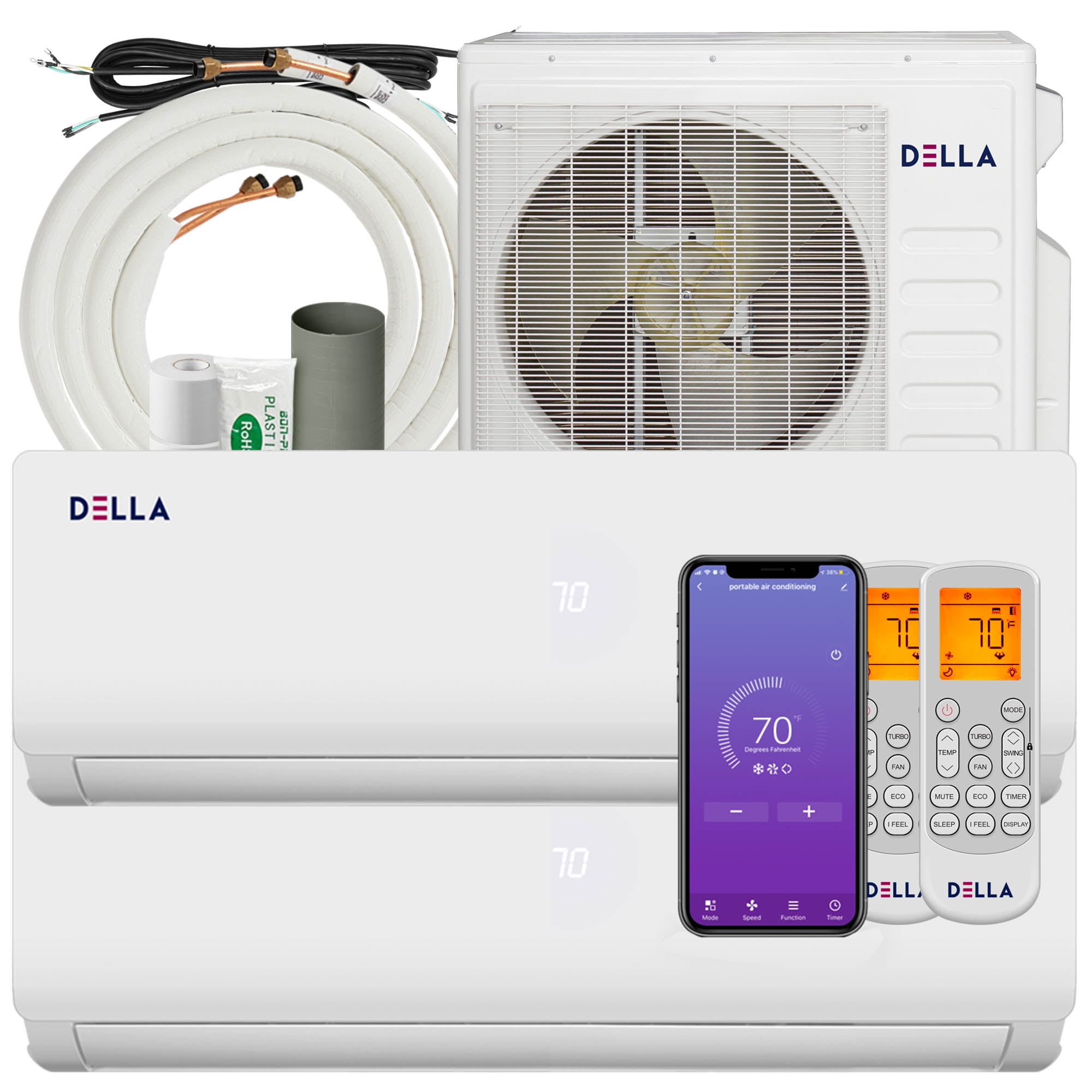 DELLA 27K BTU ODU 2 Zone 12000 12000 BTU 19 SEER 208230V Cools Up to