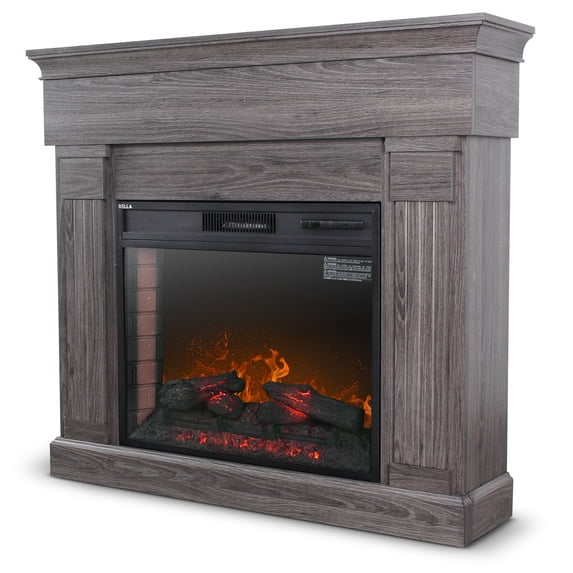 DELLA 28" Infrared Quartz Electric Fireplace Insert with Heater 1400W Overheat Safety Feature, Grey