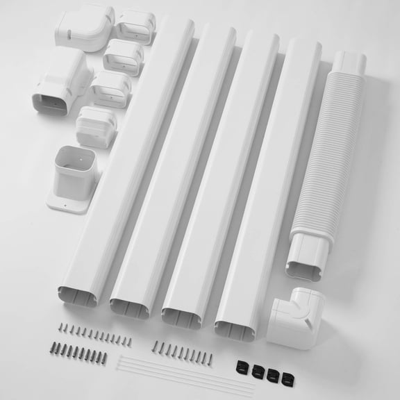 DELLA 3" 15.5 Ft Mini Split Line Set Cover with Flexible Duct, Decorative PVC Lineset Cover Kit, Paintable for Air Conditioner, Central AC, HAVC & Heat Pumps Systems Tubing Cover, White